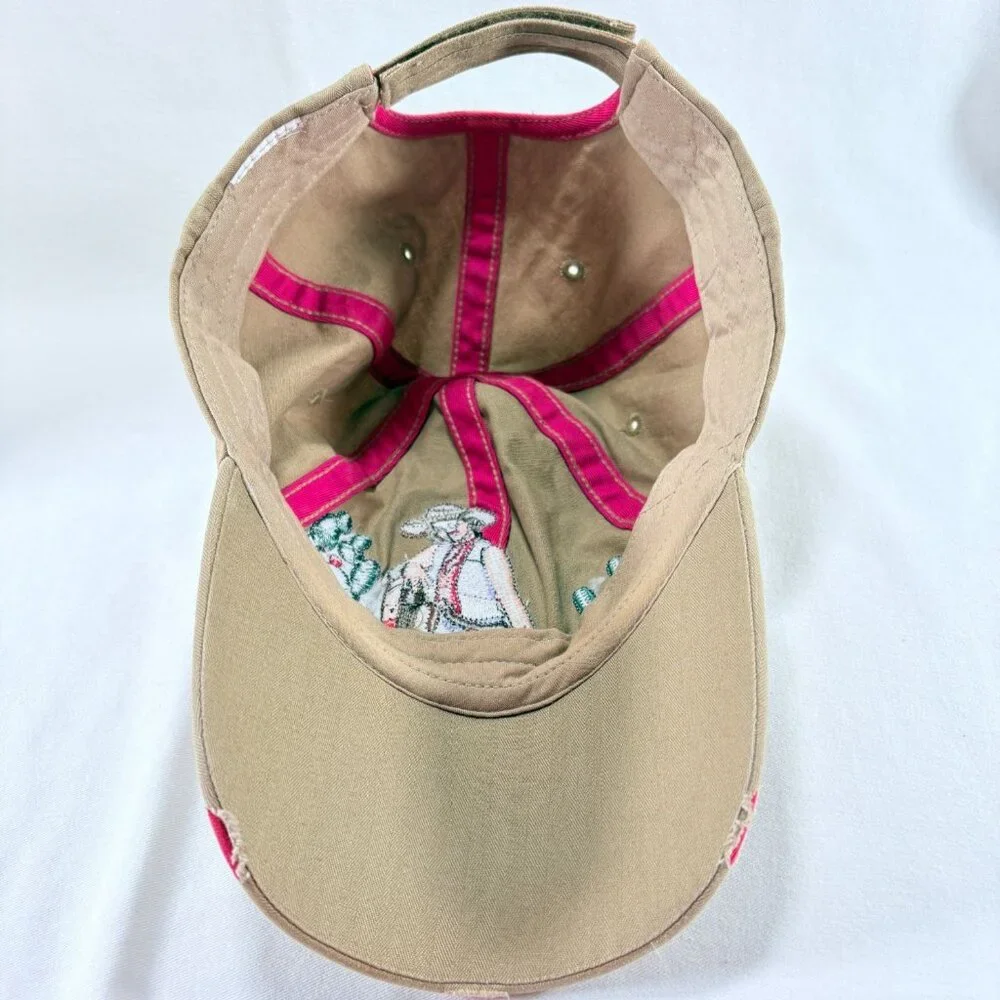 Retro Cowgirl Embroidered and Distressed Strapback Womens Tan Baseball Hat‎